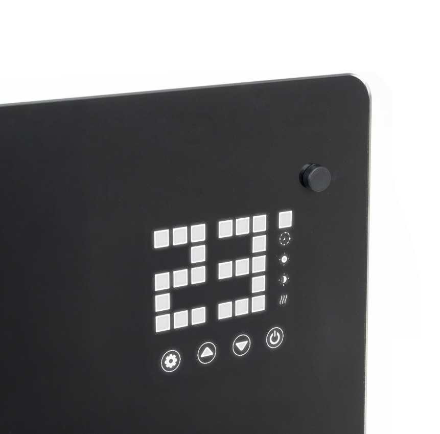 elektrický sklenený ohrievač s WiFi ovládaním a časovačom